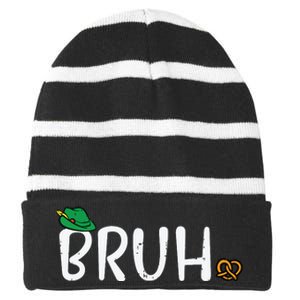 Oktoberfest Bruh Fun German Bavarian Festival Striped Beanie with Solid Band