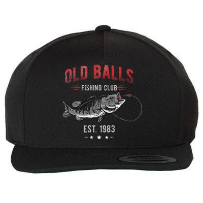 Old Balls Fishing Club Est. 1983 Or Angler Birthday Wool Snapback Cap