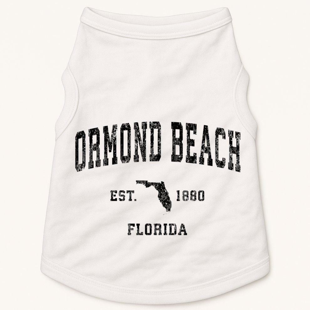 Ormond Beach Florida Fl Vintage Established Athletic Sports Design Doggie Tank