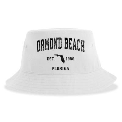 Ormond Beach Florida Fl Vintage Established Athletic Sports Design Sustainable Bucket Hat