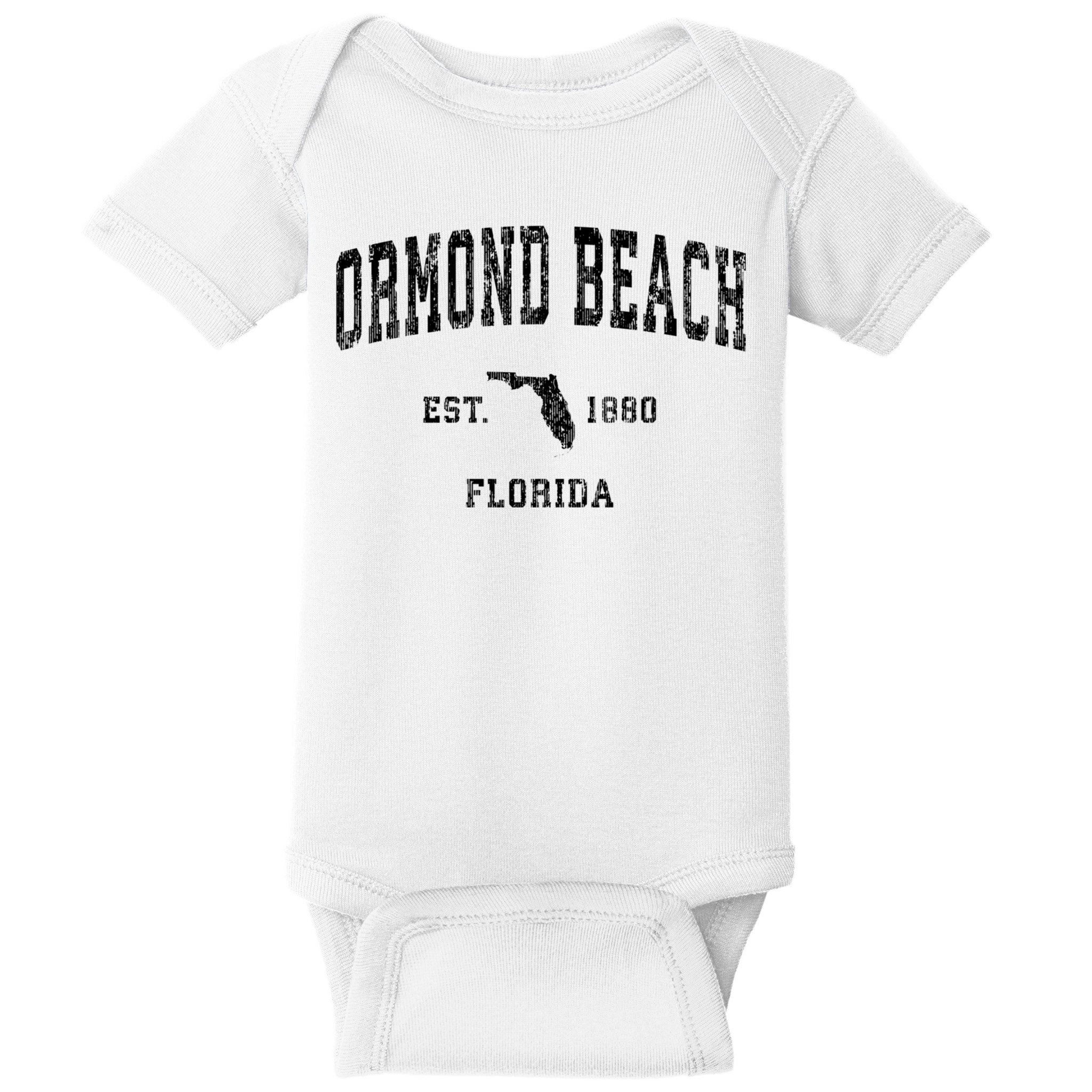 Ormond Beach Florida Fl Vintage Established Athletic Sports Design Baby Bodysuit