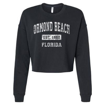 Ormond Beach Florida FL Vintage Established Sports Design Cropped Pullover Crew