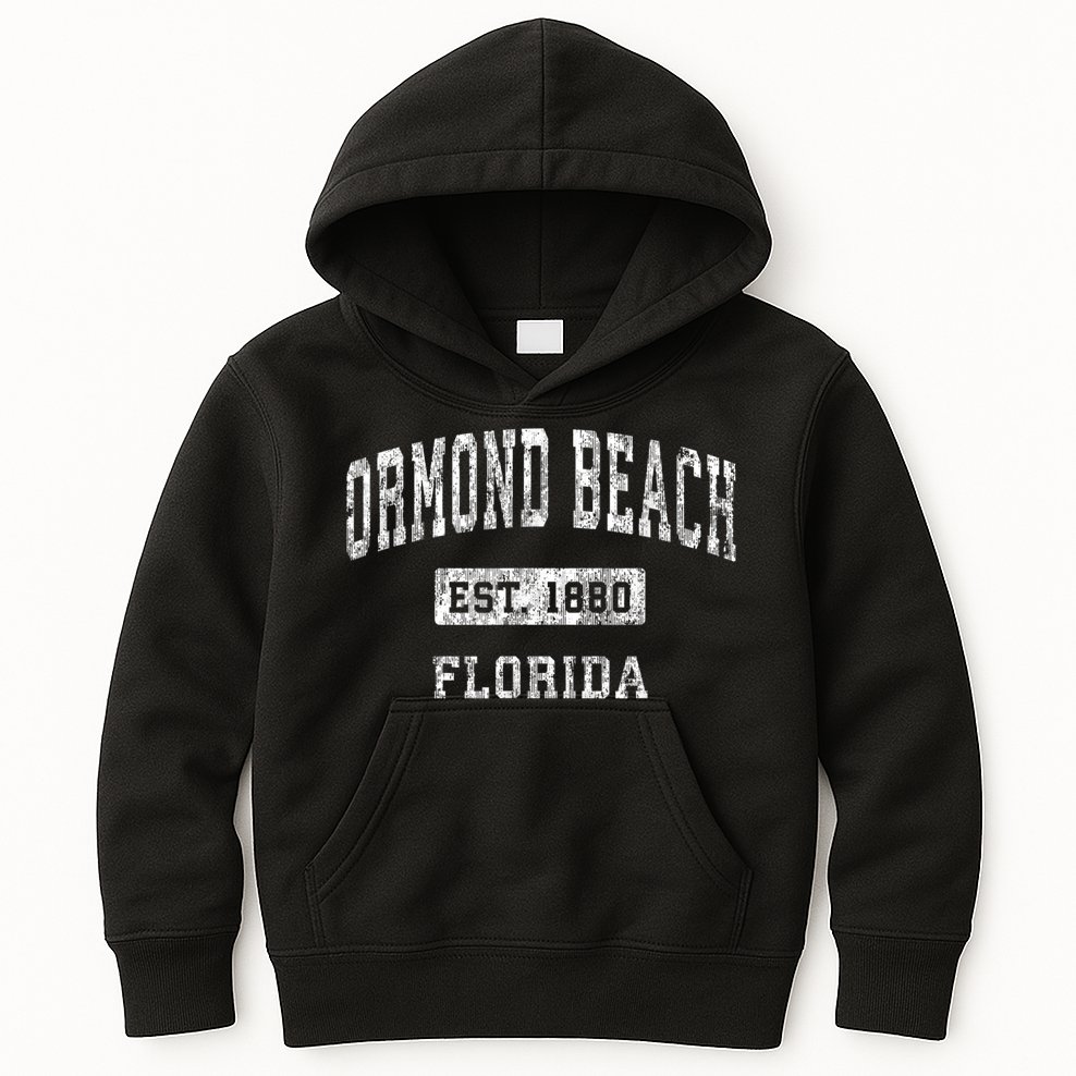 Ormond Beach Florida FL Vintage Established Sports Design Kids Hoodie