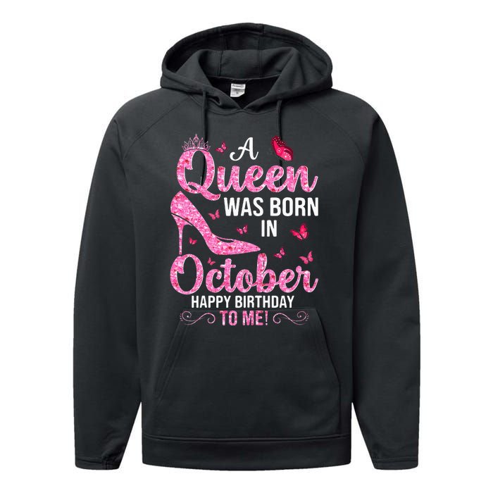 October Birthday For Women Queen Born In Octobe Performance Fleece Hoodie