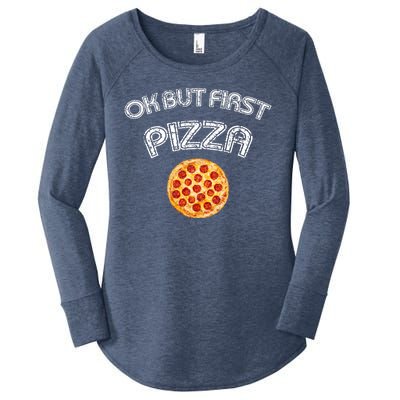 Ok But First Pizza Women's Perfect Tri Tunic Long Sleeve Shirt