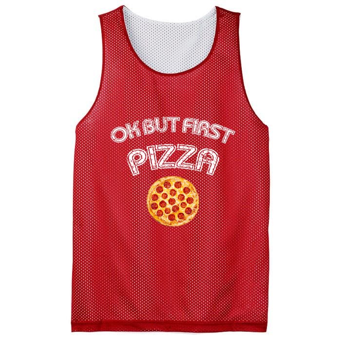 Ok But First Pizza Mesh Reversible Basketball Jersey Tank