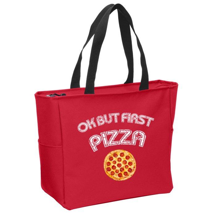 Ok But First Pizza Zip Tote Bag