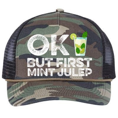 Ok But First Mint Julep Funny Cocktail Alcoholic Gift Retro Rope Trucker Hat Cap