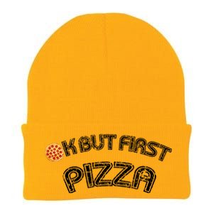 Ok But First Pizza Funny Pizza Lover Knit Cap Winter Beanie