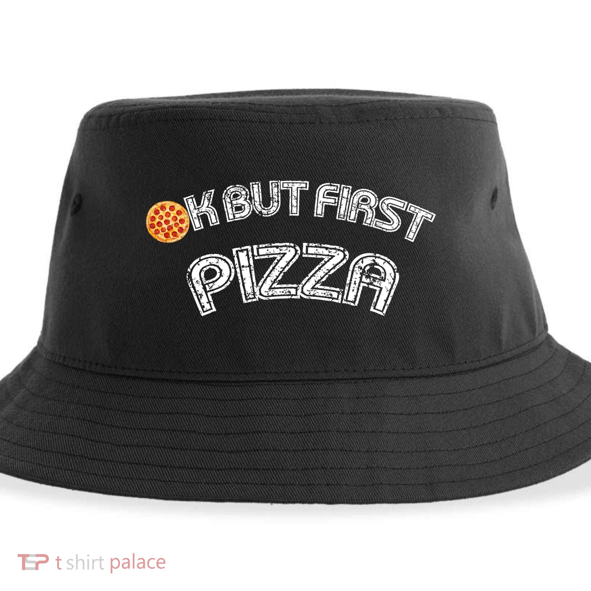 Ok But First Pizza Funny Pizza Lover Sustainable Bucket Hat