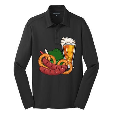 Oktoberfest Beer Food Festive Silk Touch Performance Long Sleeve Polo