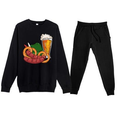 Oktoberfest Beer Food Festive Premium Crewneck Sweatsuit Set