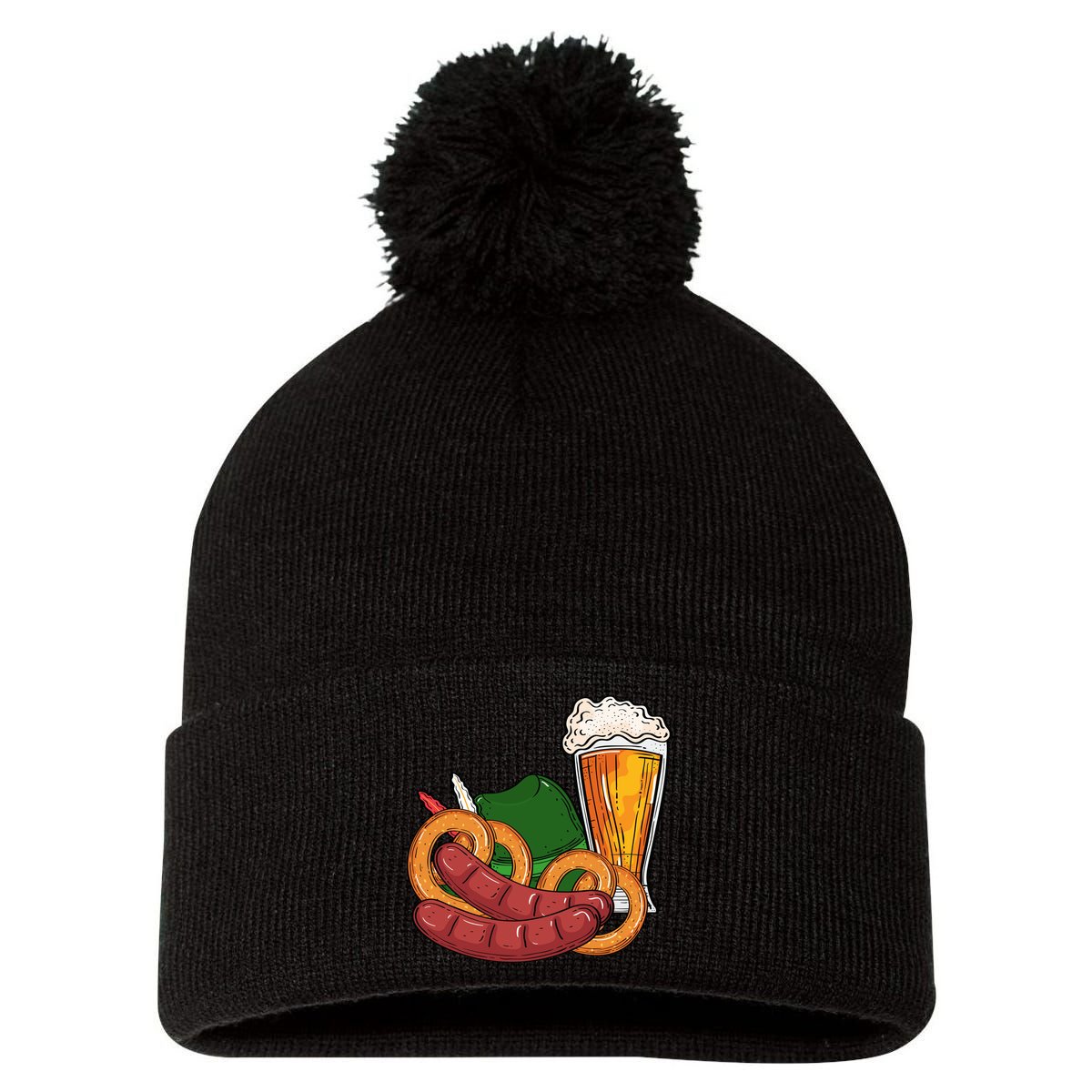 Oktoberfest Beer Food Festive Pom Pom 12in Knit Beanie
