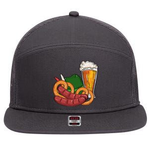 Oktoberfest Beer Food Festive 7 Panel Mesh Trucker Snapback Hat