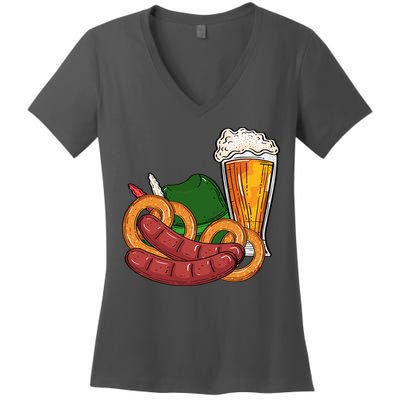 Oktoberfest Beer Food Festive Women's V-Neck T-Shirt