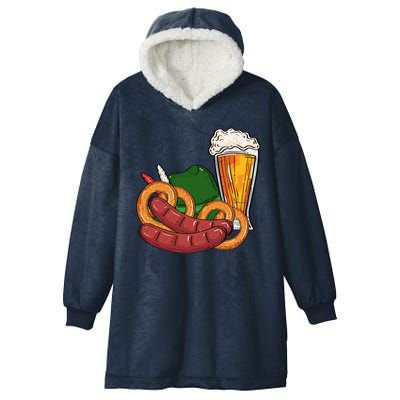 Oktoberfest Beer Food Festive Hooded Wearable Blanket