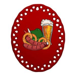 Oktoberfest Beer Food Festive Ceramic Oval Ornament