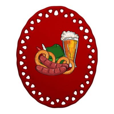 Oktoberfest Beer Food Festive Ceramic Oval Ornament