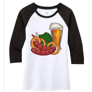 Oktoberfest Beer Food Festive Women's Tri-Blend 3/4-Sleeve Raglan Shirt