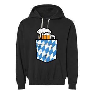 Oktoberfest Bavaria Flag Pocket Fun German Costume Garment-Dyed Fleece Hoodie