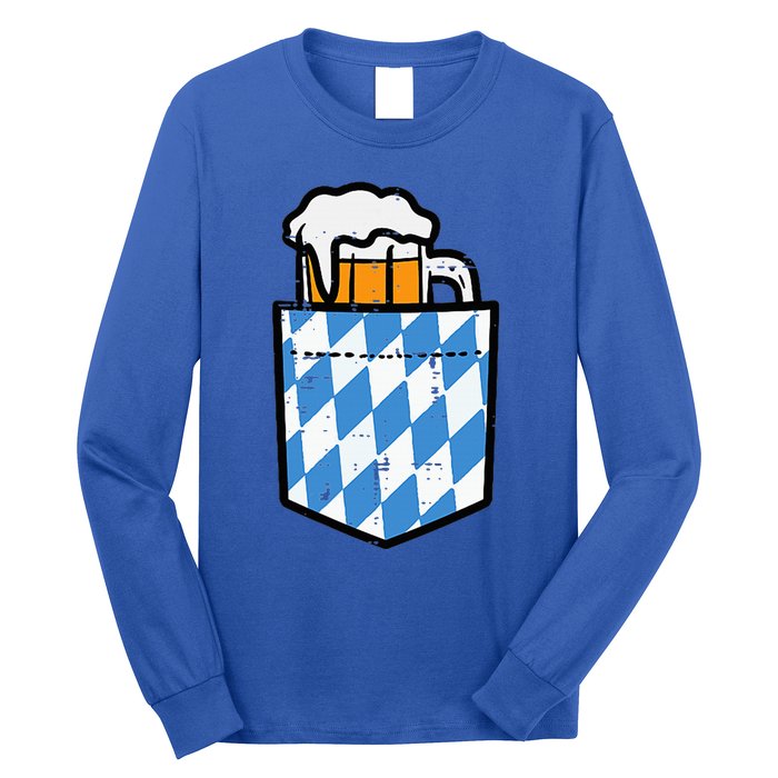 Oktoberfest Bavaria Flag Pocket Fun German Costume Long Sleeve Shirt