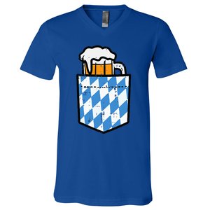 Oktoberfest Bavaria Flag Pocket Fun German Costume V-Neck T-Shirt