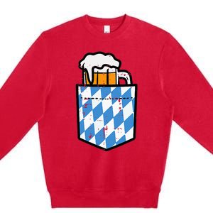 Oktoberfest Bavaria Flag Pocket Fun German Costume Premium Crewneck Sweatshirt