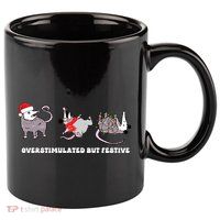 Overstimulated But Festive Possum Christmas 11oz C Handle Ceramic Mug