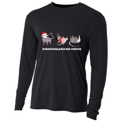 Overstimulated But Festive Possum Christmas Cooling Performance Long Sleeve Crew