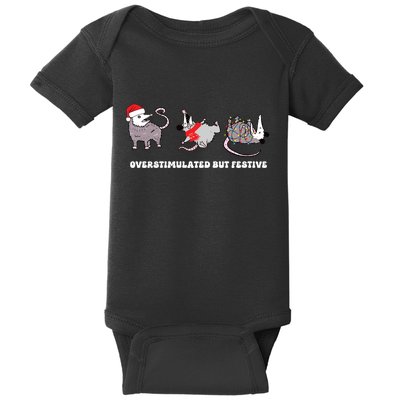 Overstimulated But Festive Possum Christmas Baby Bodysuit