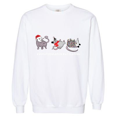 Overstimulated But Festive Possum Christmas Garment-Dyed Sweatshirt