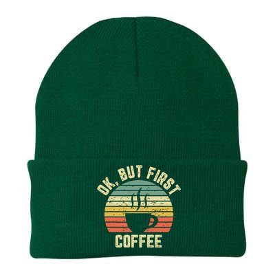 Ok But First Coffee Shirts Funny Coffee Lover Knit Cap Winter Beanie