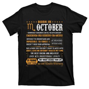 October Birthday Gifts Born In October Scorpio T-Shirt