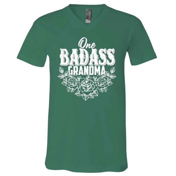 One Badass Grandma V-Neck T-Shirt