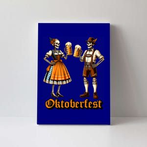 Oktoberfest Beer Germany Skeleton Drinking Couple Halloween Canvas