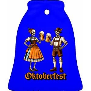 Oktoberfest Beer Germany Skeleton Drinking Couple Halloween Ceramic Bell Ornament