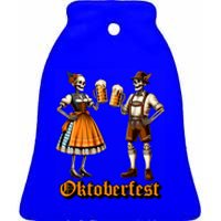 Oktoberfest Beer Germany Skeleton Drinking Couple Halloween Ceramic Bell Ornament