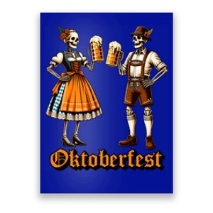 Oktoberfest Beer Germany Skeleton Drinking Couple Halloween Poster