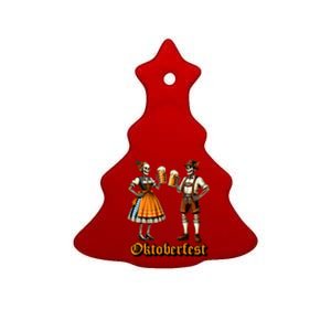 Oktoberfest Beer Germany Skeleton Drinking Couple Halloween Ceramic Tree Ornament