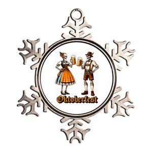 Oktoberfest Beer Germany Skeleton Drinking Couple Halloween Metallic Star Ornament