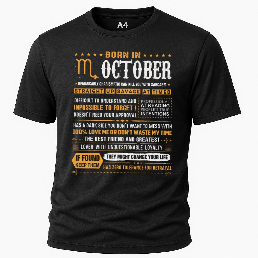 October Birthday Gifts Born In October Scorpio Cooling Performance Crew T-Shirt
