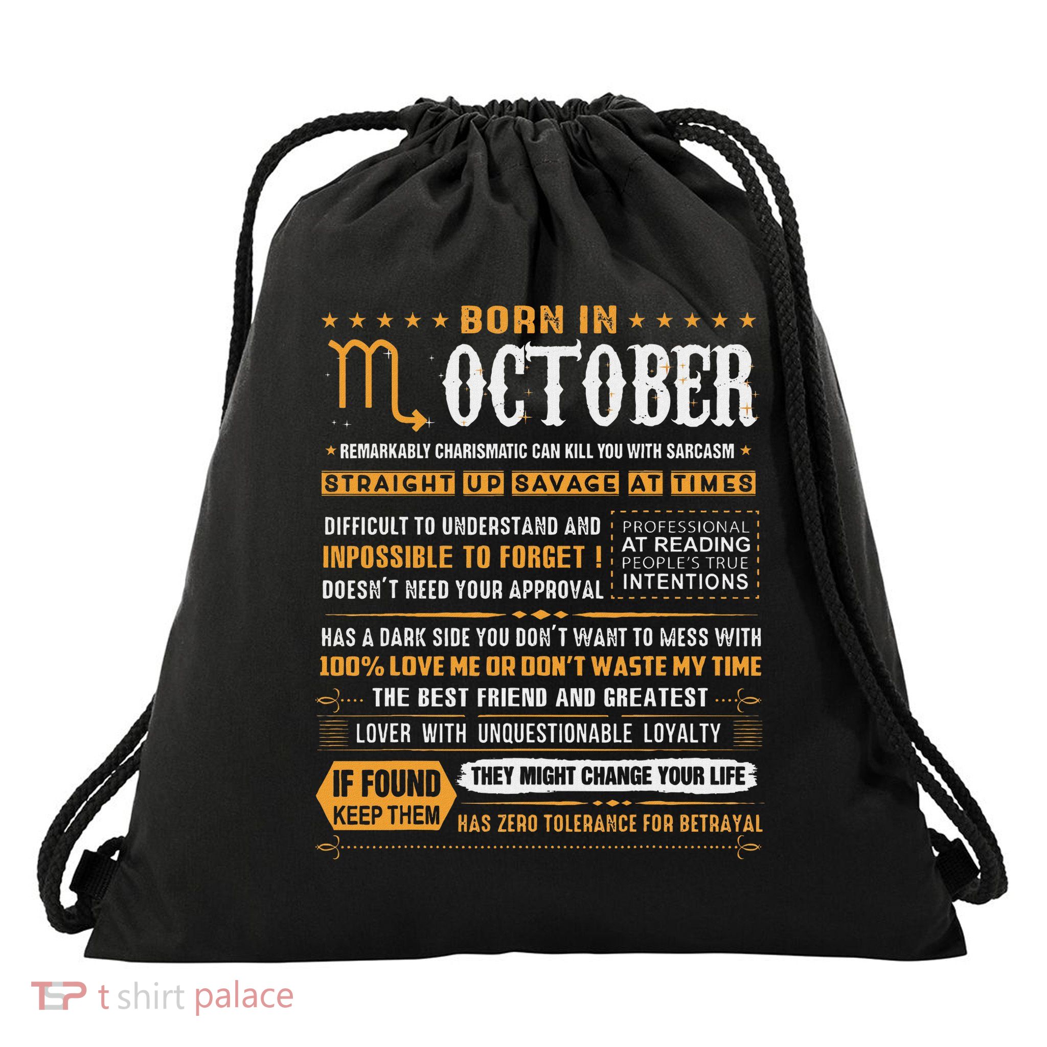 October Birthday Gifts Born In October Scorpio Drawstring Bag