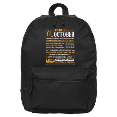 October Birthday Gifts Born In October Scorpio 16 in Basic Backpack