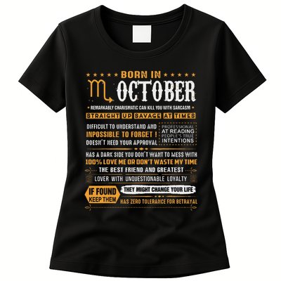 October Birthday Gifts Born In October Scorpio Womens T-Shirt