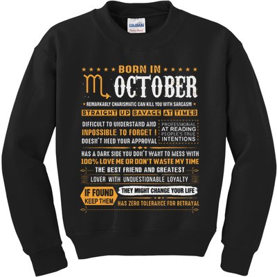 October Birthday Gifts Born In October Scorpio Kids Sweatshirt