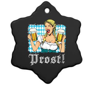 Oktoberfest Beer German Girl Bavarian Flag Drinking Prost Ceramic Star Ornament