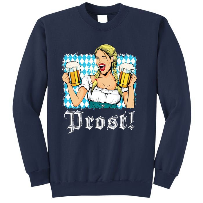 Oktoberfest Beer German Girl Bavarian Flag Drinking Prost Sweatshirt