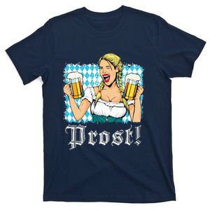 Oktoberfest Beer German Girl Bavarian Flag Drinking Prost T-Shirt