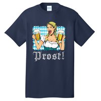 Oktoberfest Beer German Girl Bavarian Flag Drinking Prost Tall T-Shirt