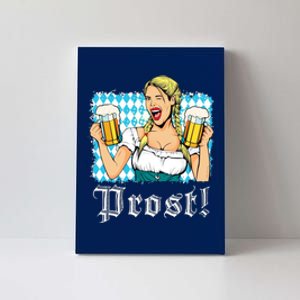 Oktoberfest Beer German Girl Bavarian Flag Drinking Prost Canvas